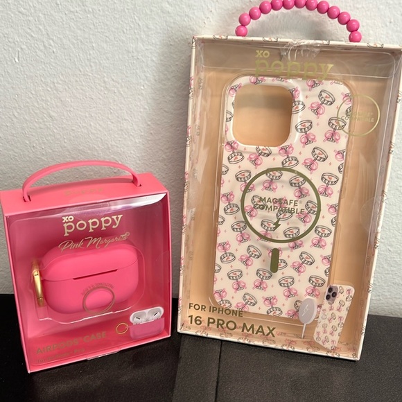 XO Poppy | Pink Margarita AirPods Case Cover & Cocktail w/ Ribbons IPhone Case 🩷 - Picture 1 of 11